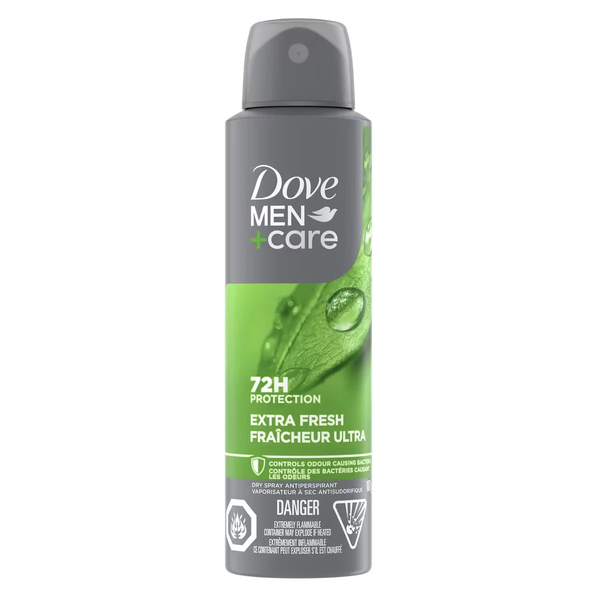 Dove Men+Care Dry Spray Antiperspirant for fighting sweat and odour Extra Fresh antibacterial odour protection 107g 107 front package