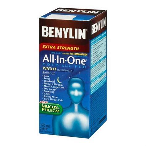 Benylin Extra Fort Tout-En-Un Toux, Rhume et Grippe plus Mucus et Flegmes Nuit 170 ml