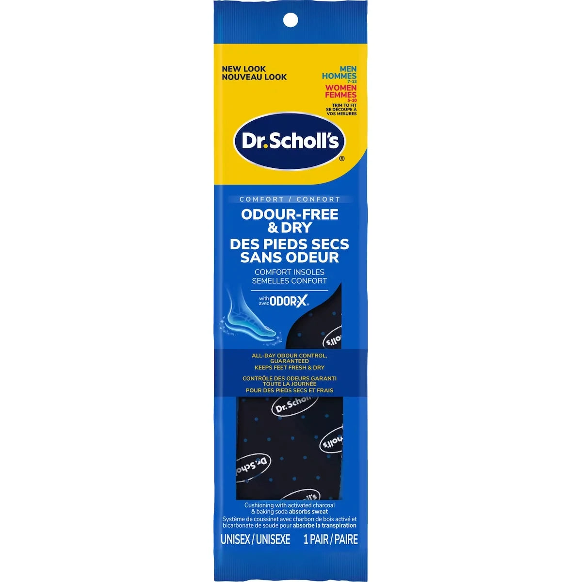Dr. Scholl's Stay Odor-Free & Dry Comfort Insoles with Odor-X®, Unisex, Men Size 7-13, Women 5-10 front package