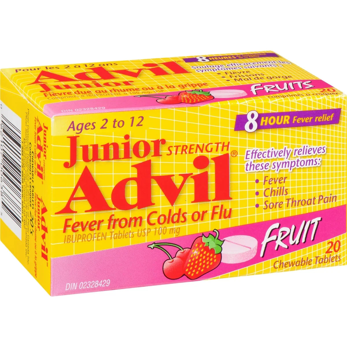Advil Junior Strength Fever Relief from Colds or Flu Ibuprofen Chewable Tablets, Fruit, 20 Count product detail