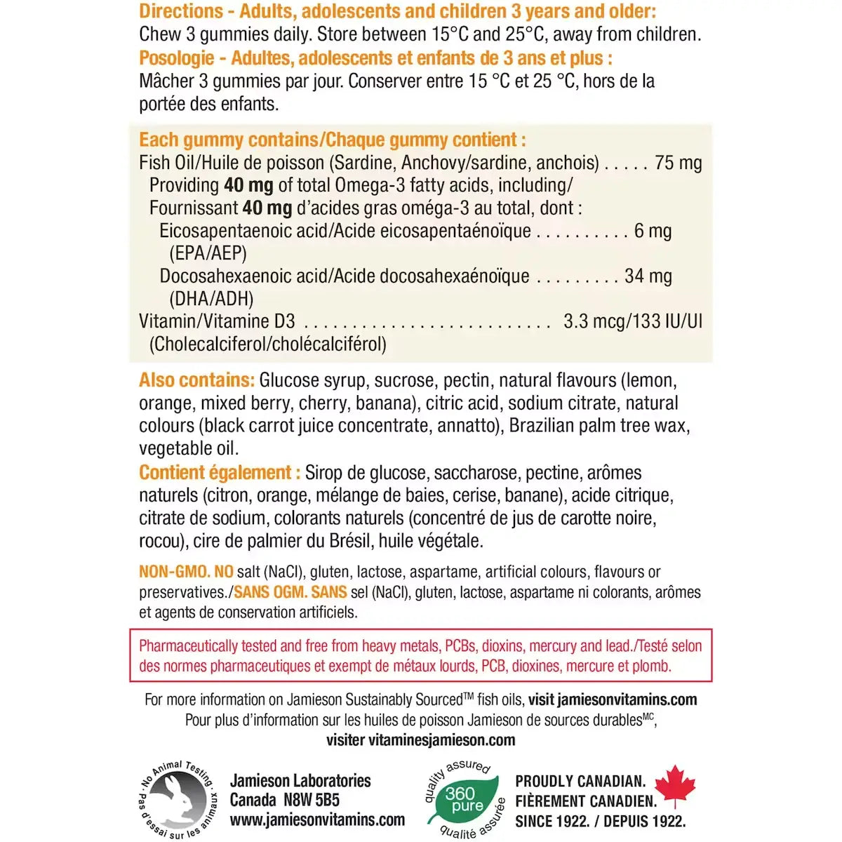 Jamieson Family Friendly Omega-3 Gummies product detail
