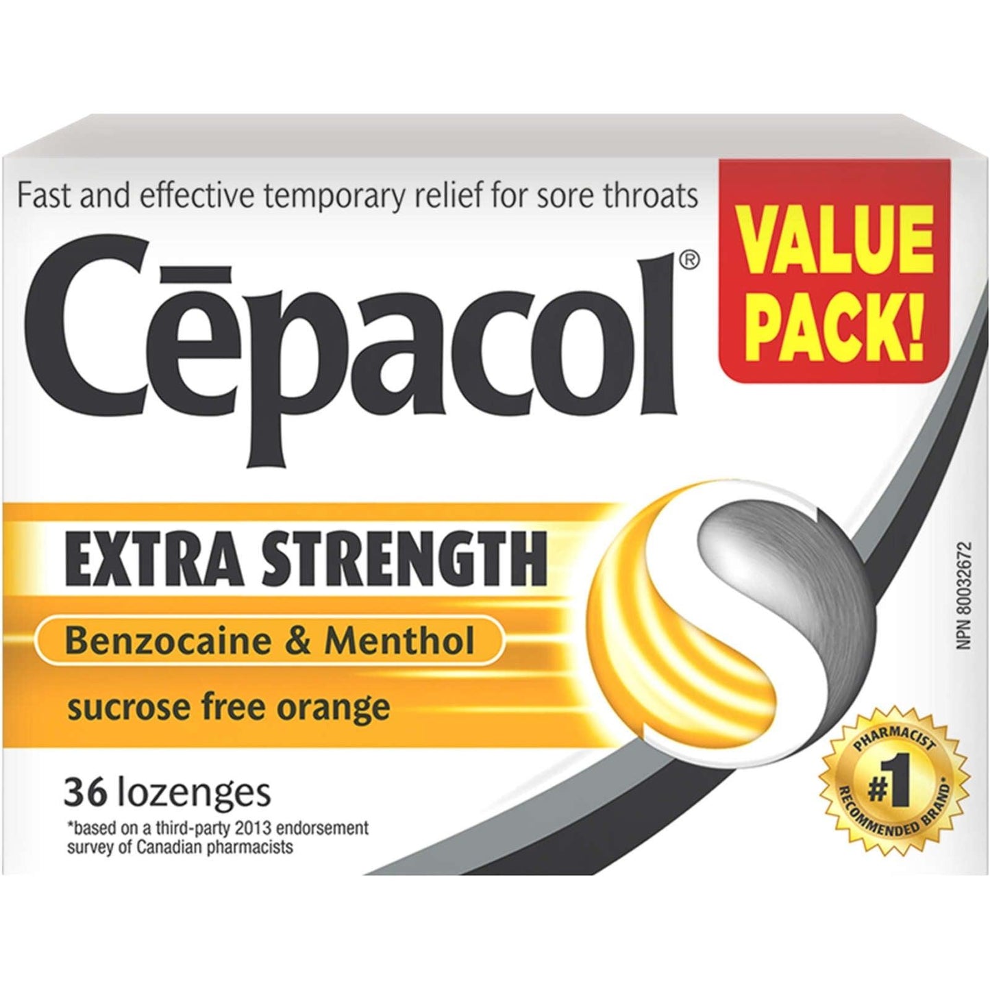 Cepacol extra strength orange 36 lozenges - sucrose free