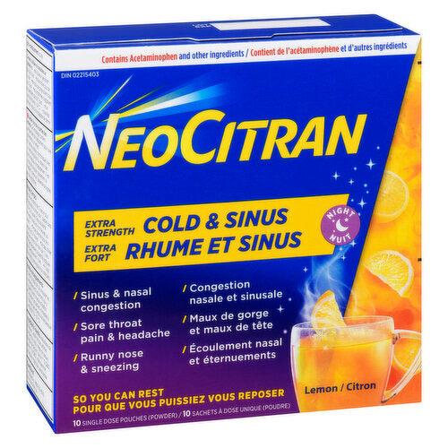 NeoCitran Extra Strength Cold & Sinus Lemon Flavour Nighttime
