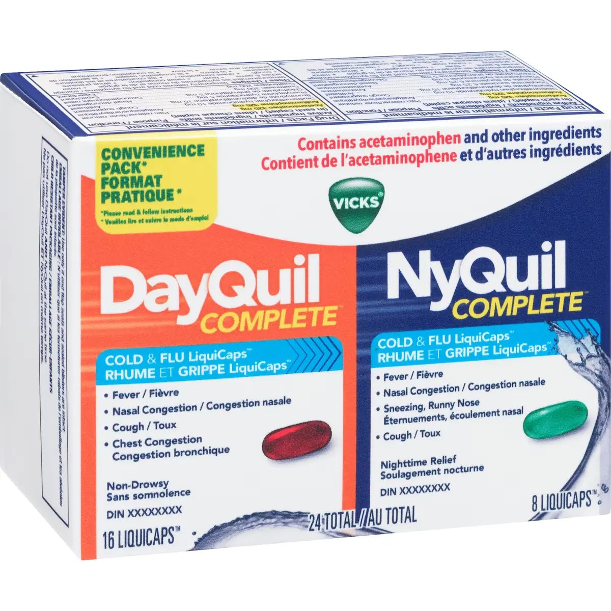 Vicks DayQuil and NyQuil COMPLETE Cough, Cold & Flu Relief, 24 LiquiCaps product detail