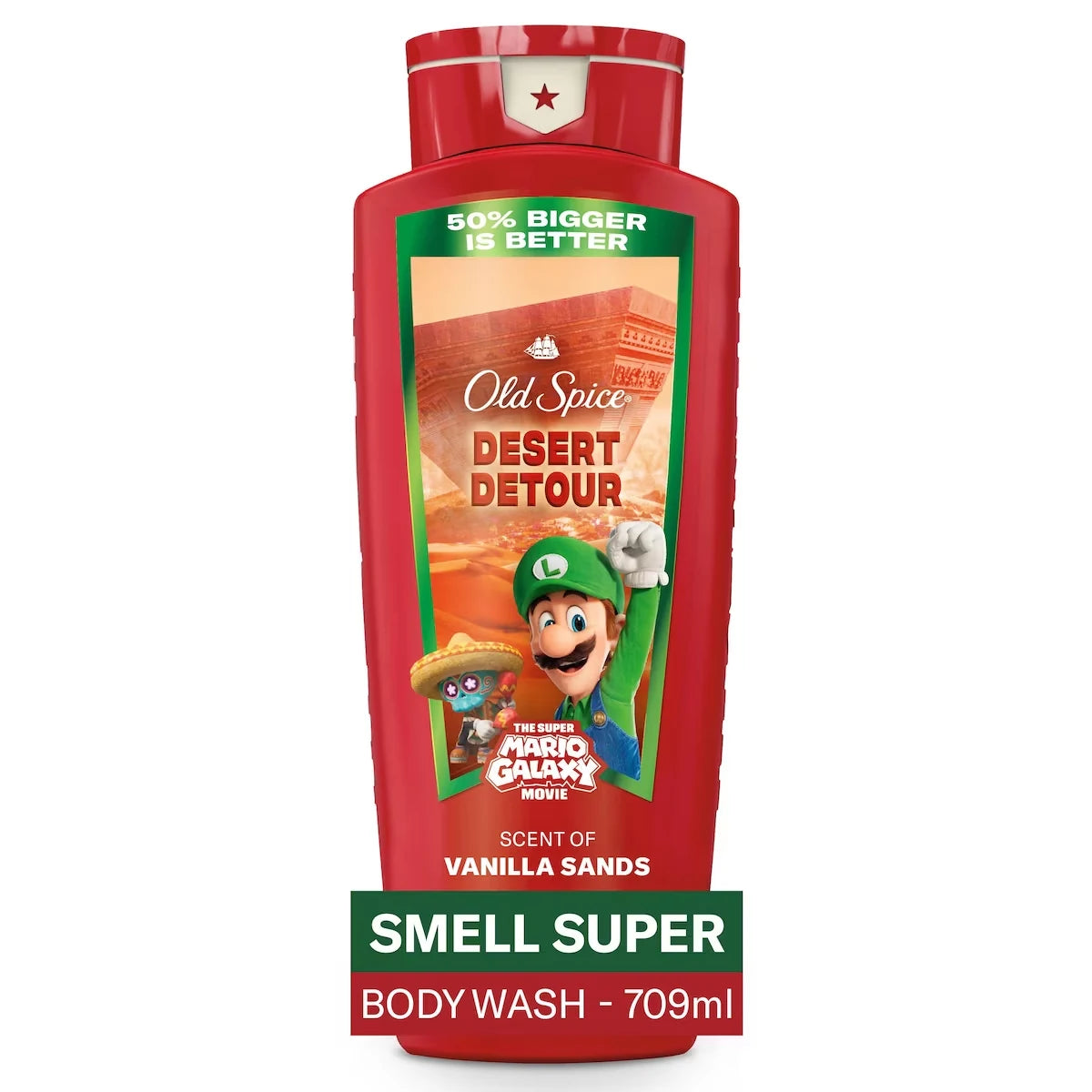 Old Spice Body Wash for Men, Desert Detour, Scent of Vanilla Sands, x The Super Mario Galaxy Movie, 24/7 Shower Fresh front package
