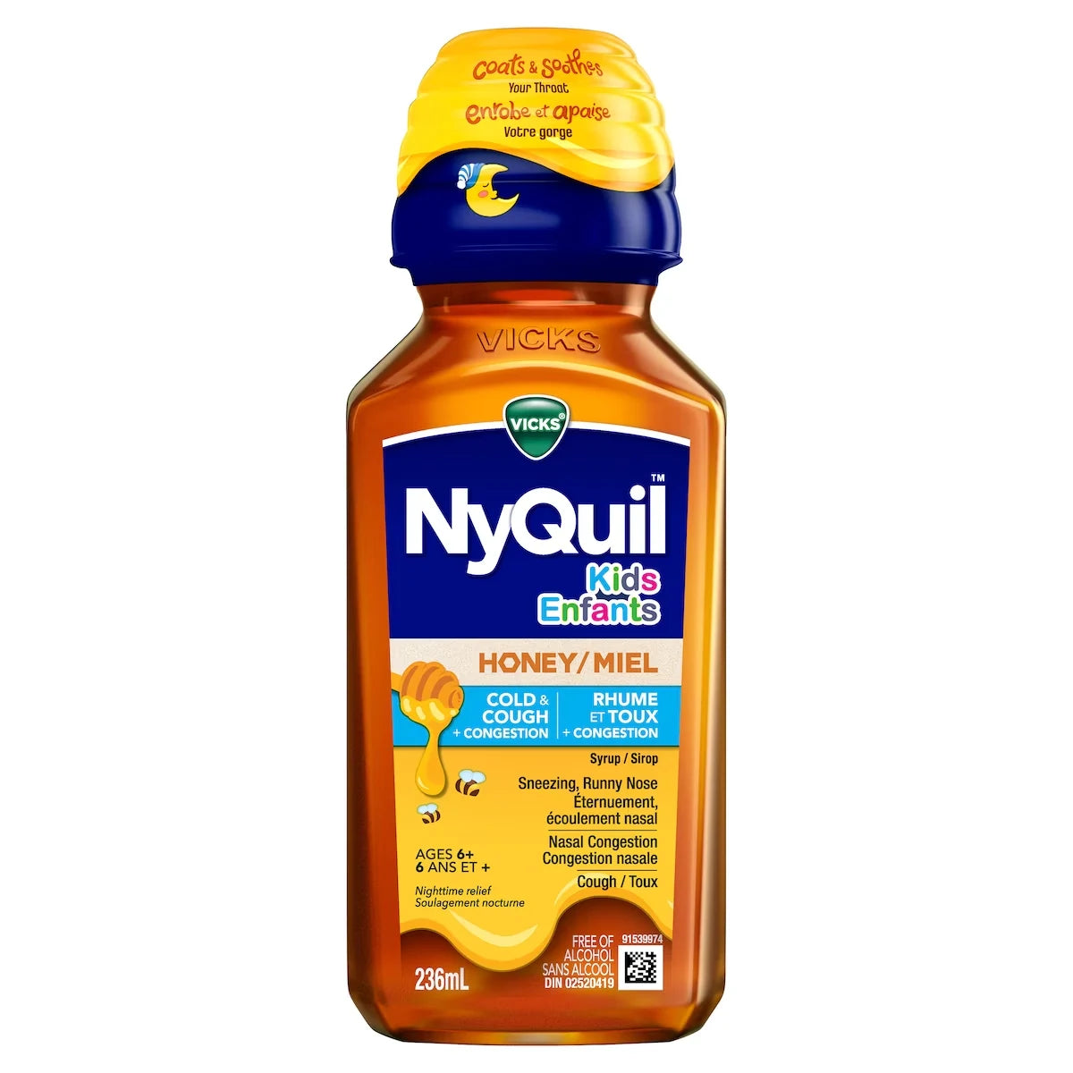Vicks Kids NyQuil Honey Cold & Cough + Congestion Relief for Nighttime Sneezing product detail