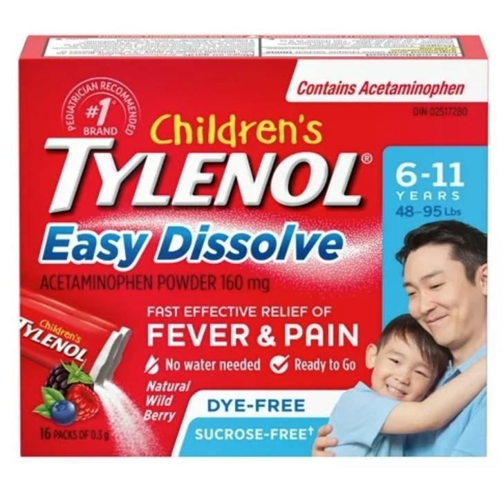 Children's Tylenol Easy Dissolve Dye & Sucrose-Free 16 packets