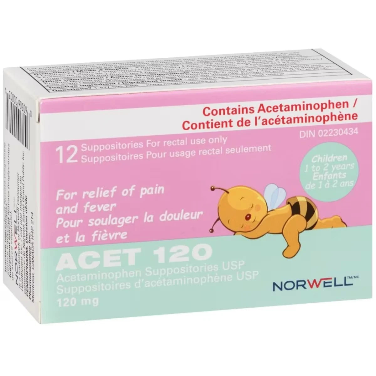Acet Suppository for Fever & Pain 120mg front package