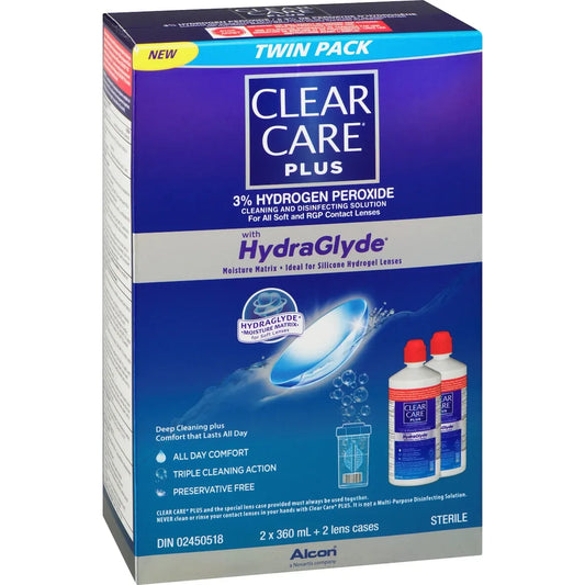 Clear Care PLUS with HydraGlyde Contact Lens Solution Twin Pack 720 mL product detail