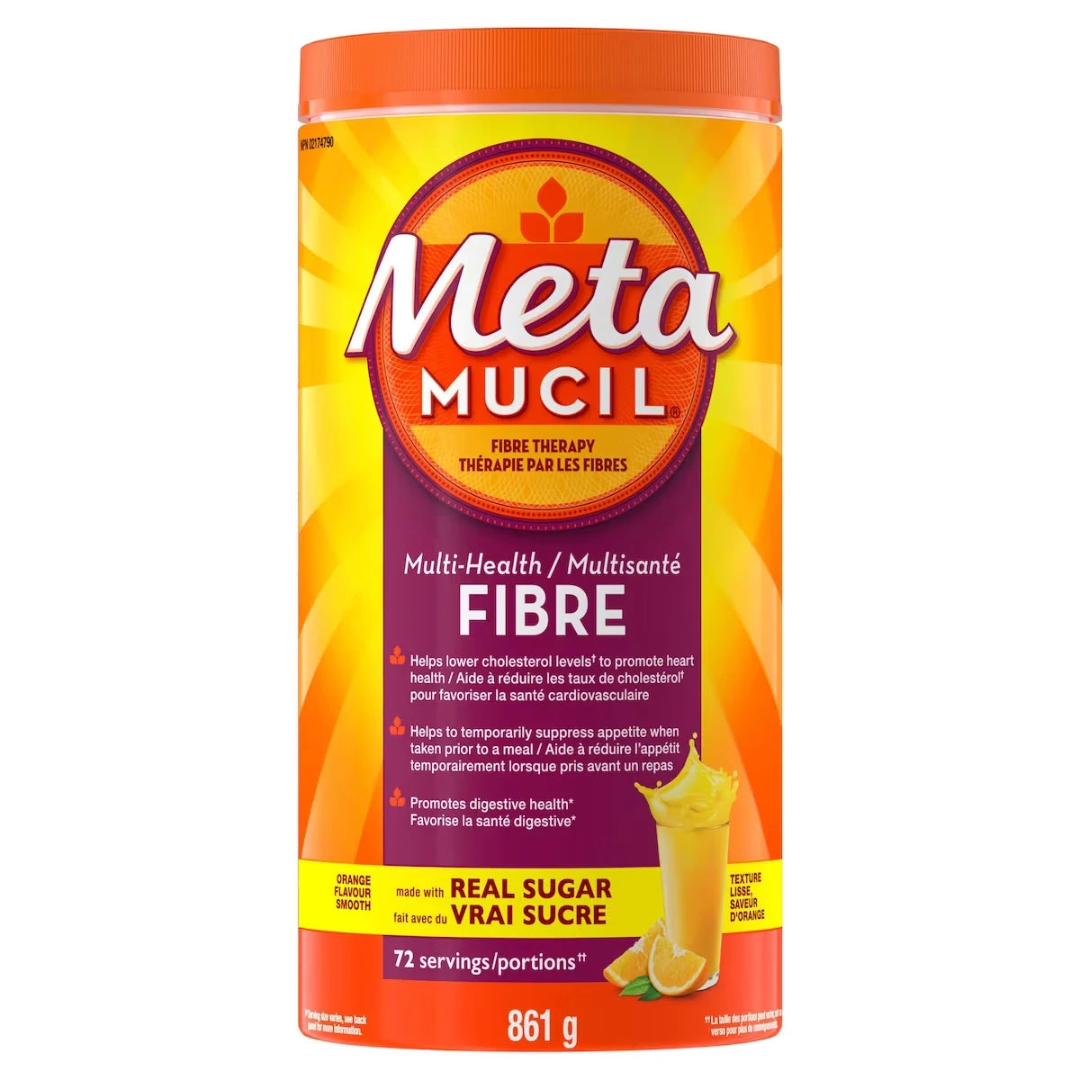 Metamucil 3 in 1 MultiHealth Fibre! Fiber Supplement Powder, Orange, 861 g product image