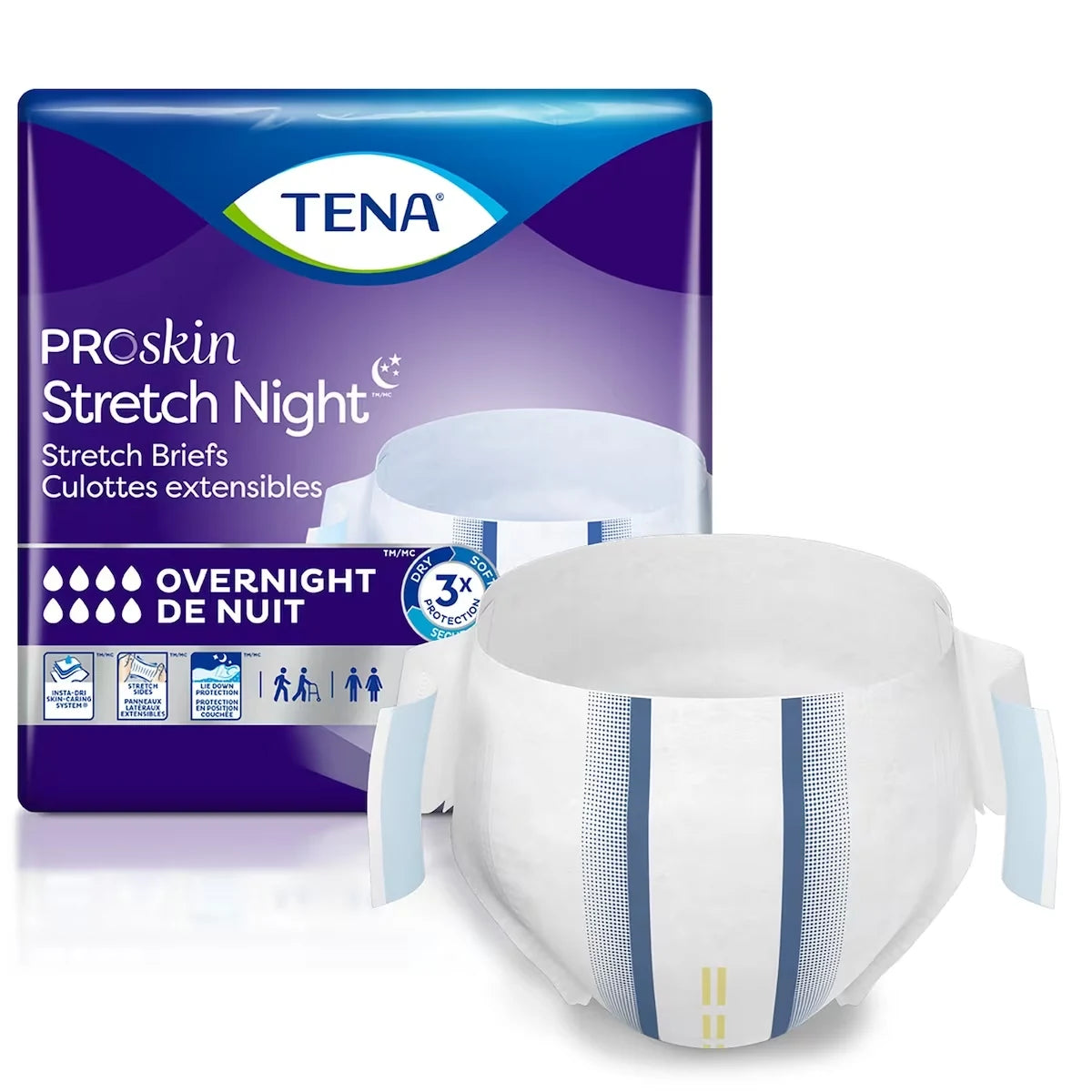 Tena PROskin Stretch Night Brief M, 12 count product detail