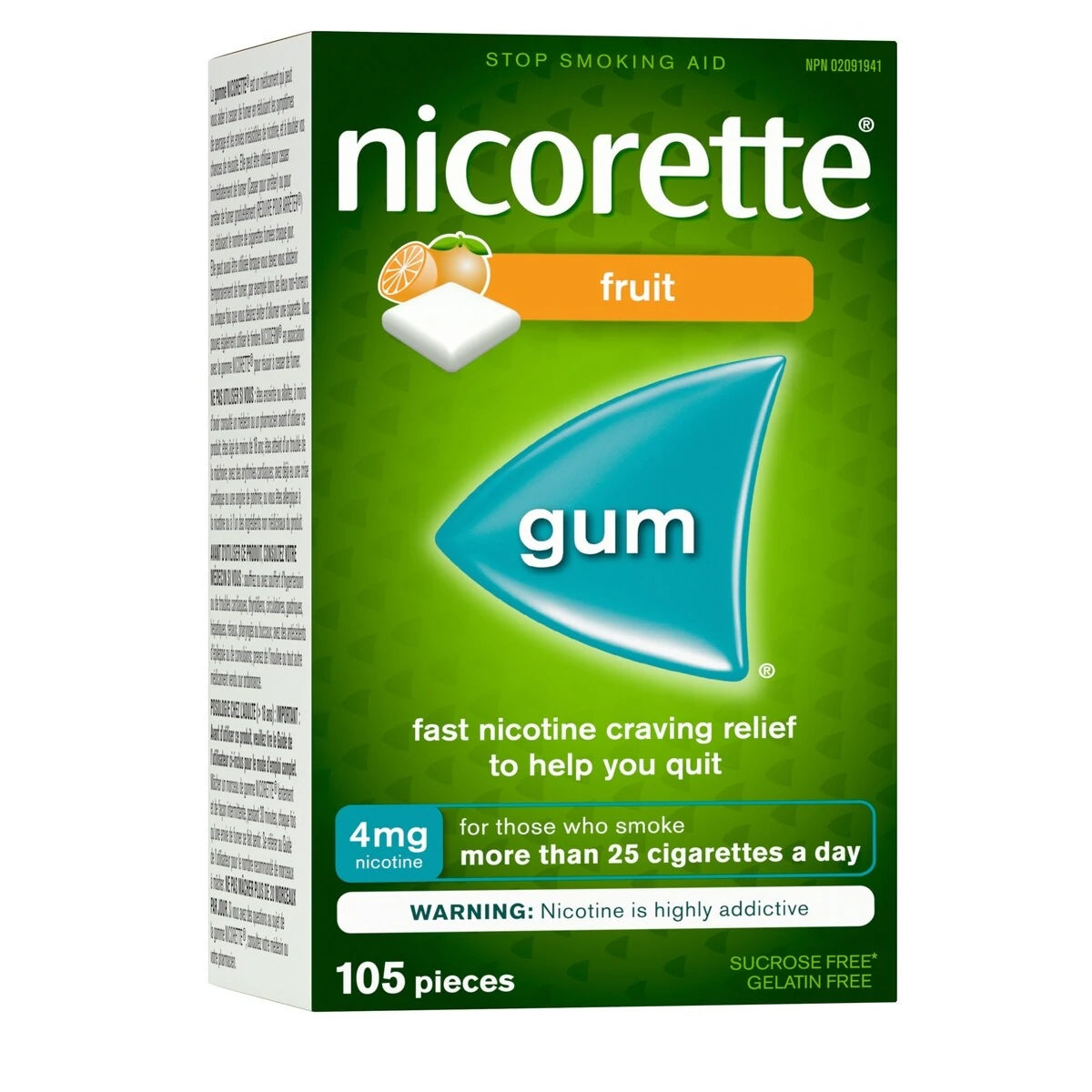 Nicorette Nicotine Gum, 4 mg, Fresh Fruit Flavour product detail
