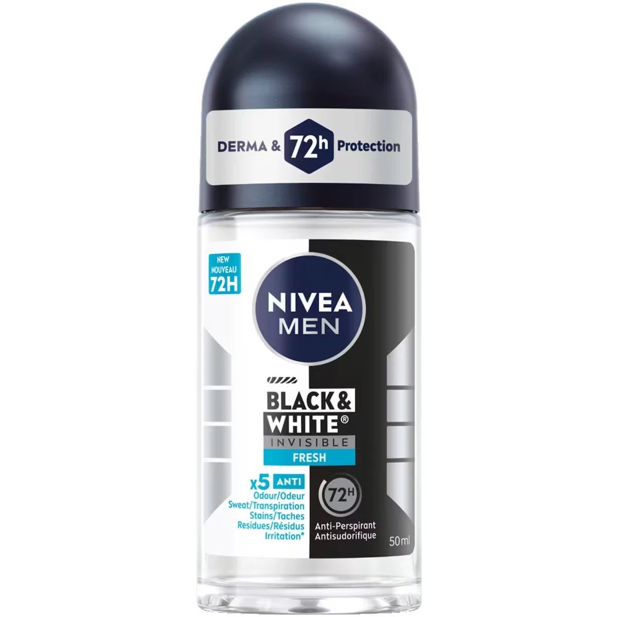 Nivea Black & White Invisible Roll-On 72-Hr Antiperspirant Deodorant, Fresh product image