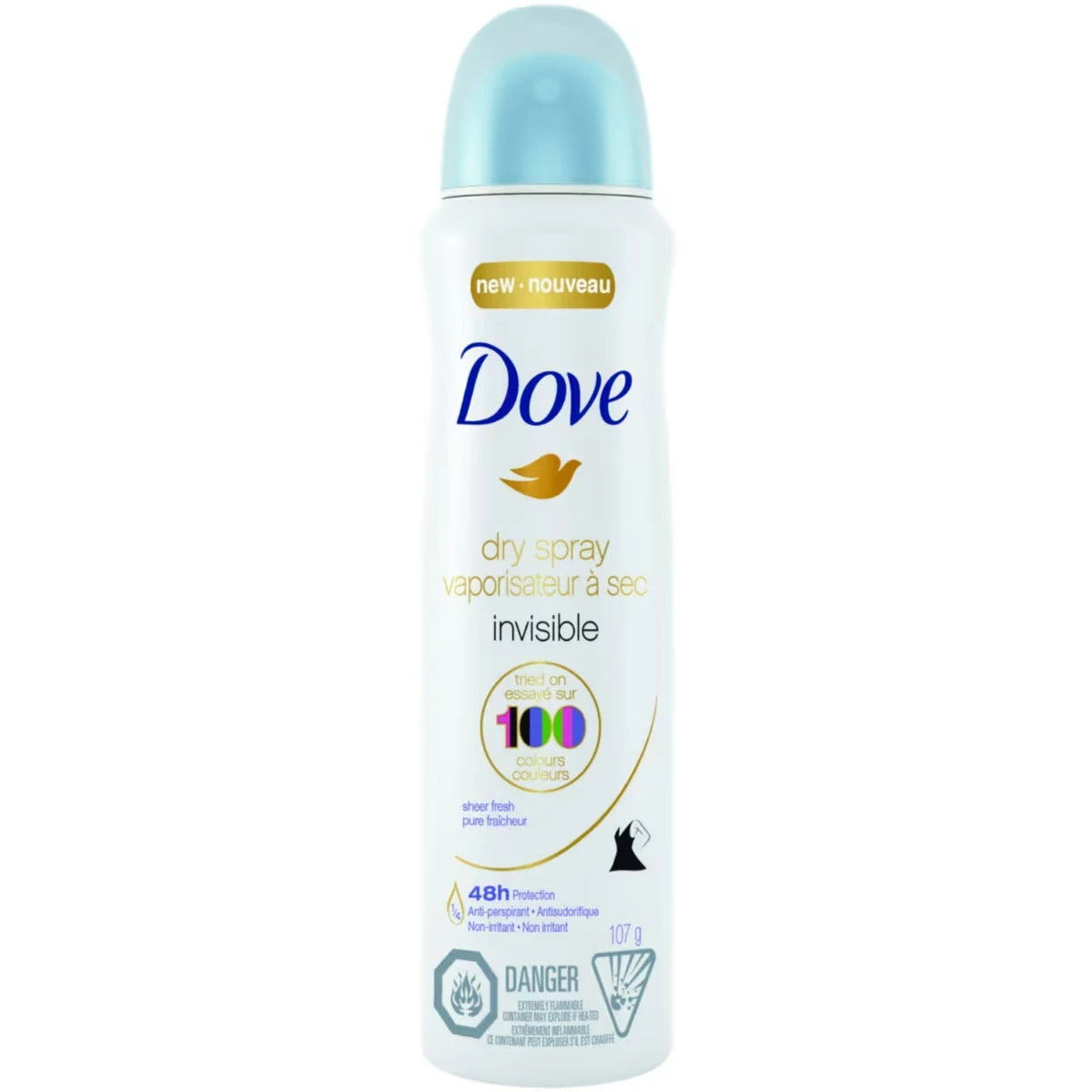 Dove Advanced Care Invisible Dry Spray Antiperspirant Deodorant for Women Sheer Fresh Scent with Pro-Ceramide Technology front package