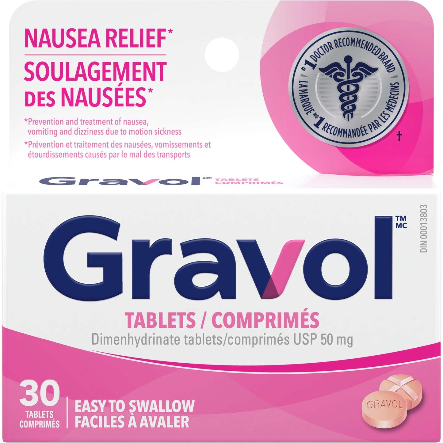 Gravol easy to swallow tablets 30 pack