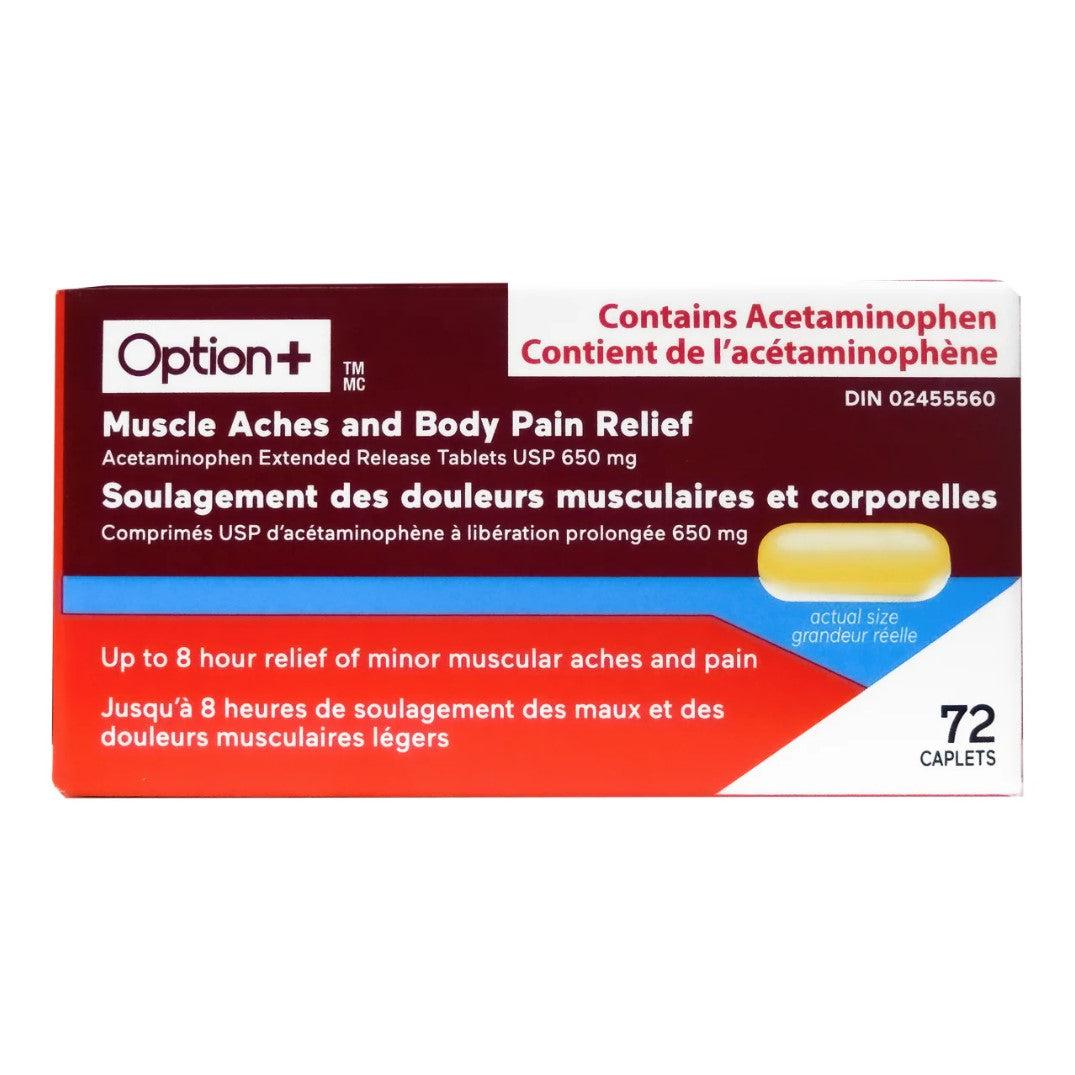 Option Plus Muscle Ache and body pain relief 72 caplets