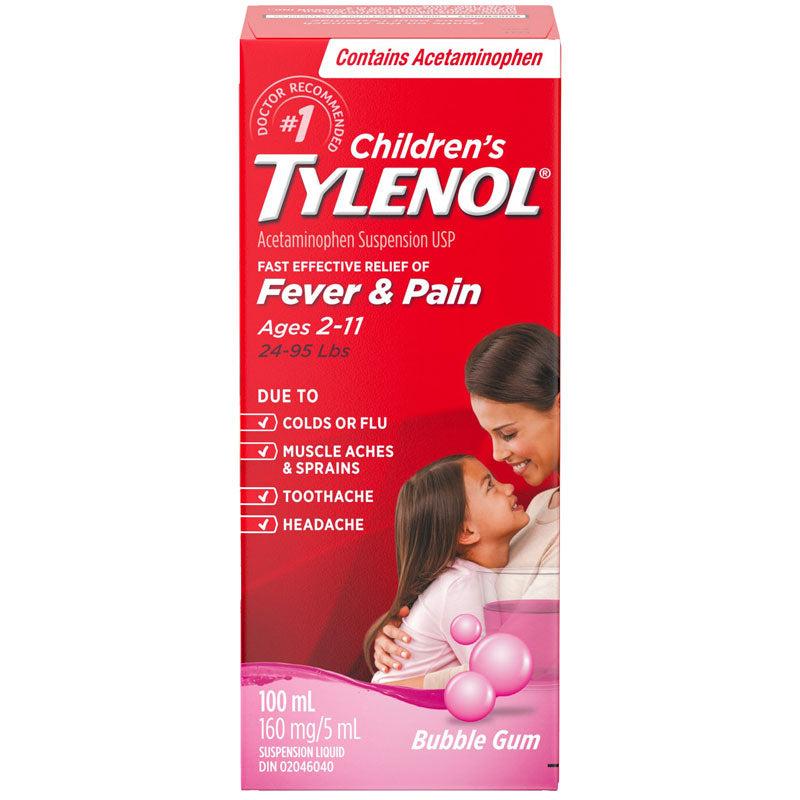 Children's Tylenol Suspension Fever & Pain Bubble Gum Flavoured 100ml