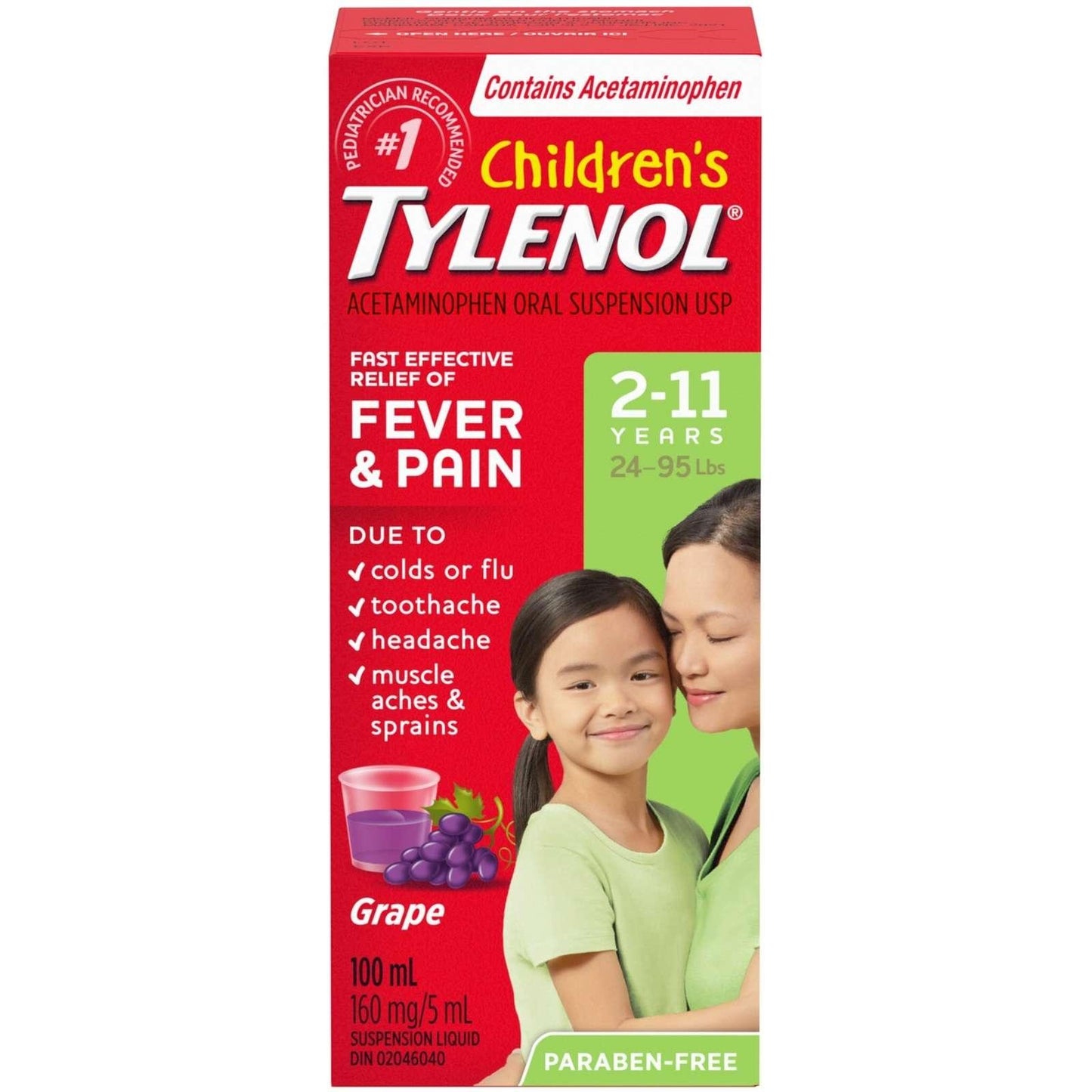 Children's Tylenol Suspension Fever & Pain Grape Flavoured 100ml