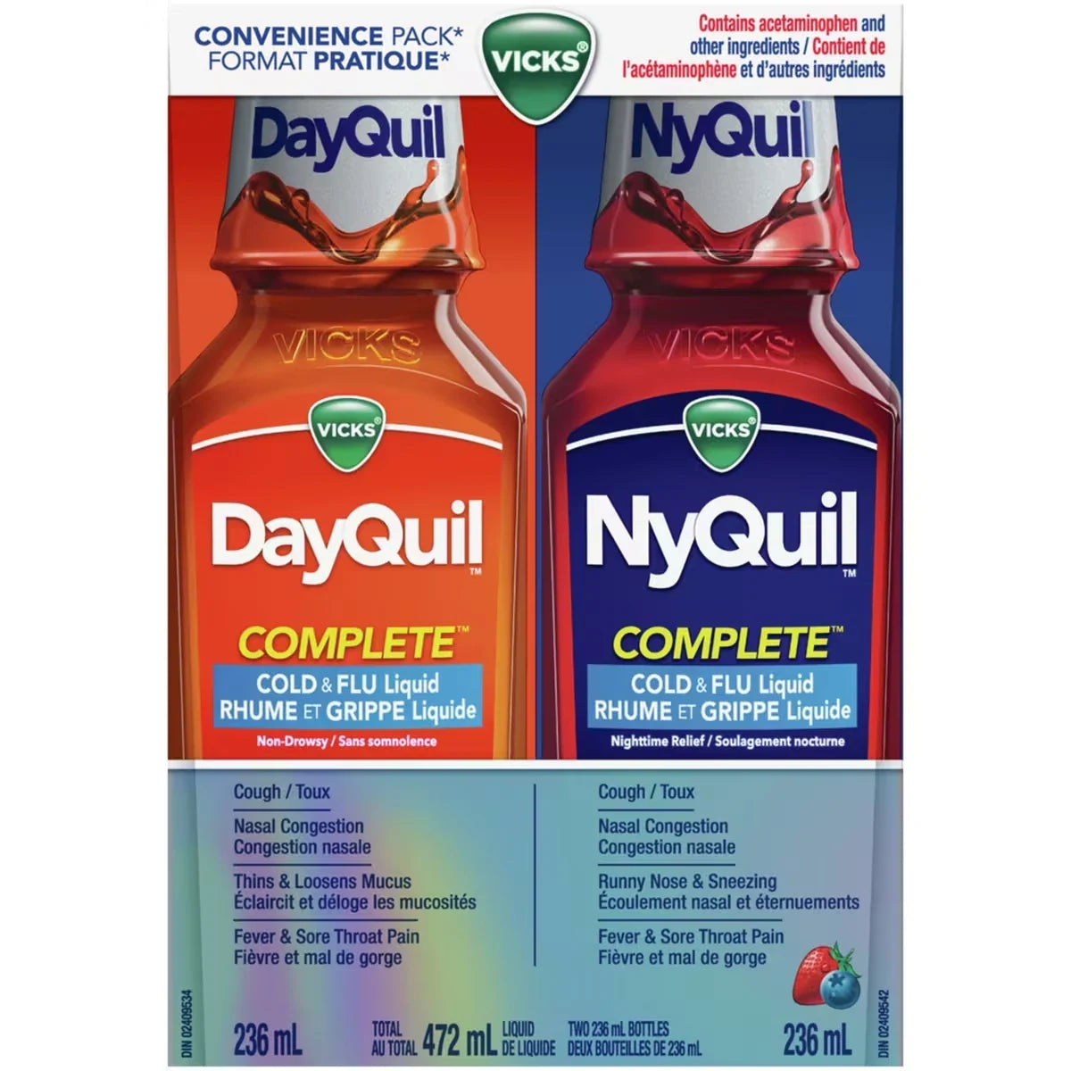 Vicks DayQuil and NyQuil COMPLETE Cold and Flu Symptom and Congestion Relief product package