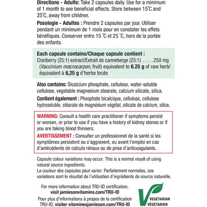 Jamieson Cranberry Capsules, 250 mg product detail