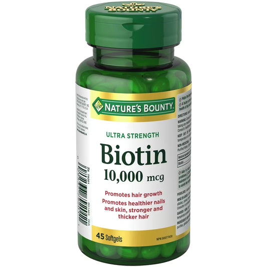 Natures Bounty Biotin Supplement, 10000mcg 45 count front package