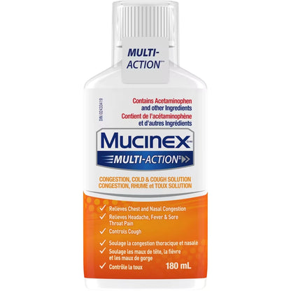 Mucinex Multi-Action® Congestion, Cold & Cough Solution front package