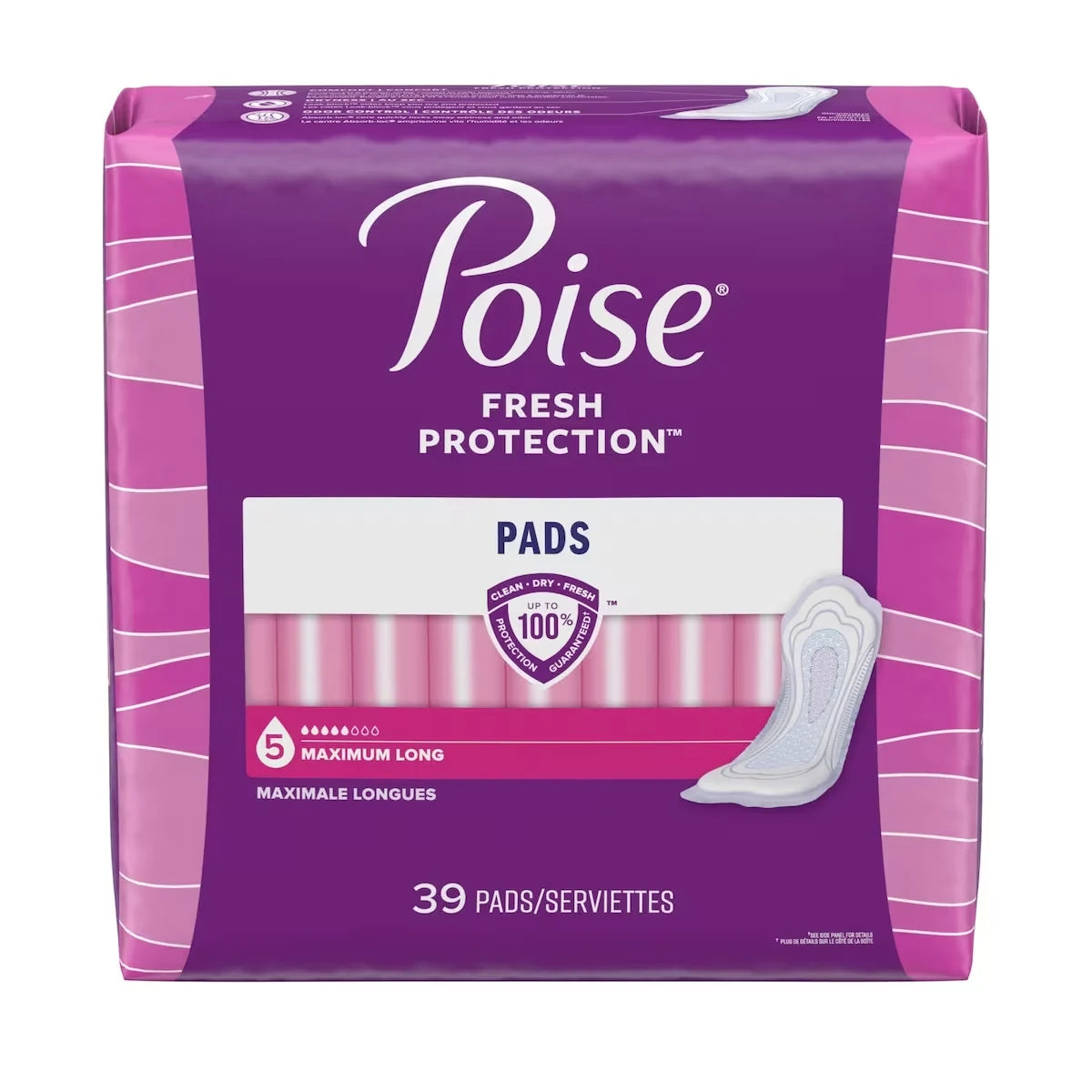 Poise Incontinence Pads, Maximum Absorbency, Long product detail