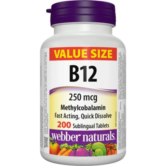 Webber Vitamin B12 Methylcobalamin 250 mcg Natural Cherry Flavour front package