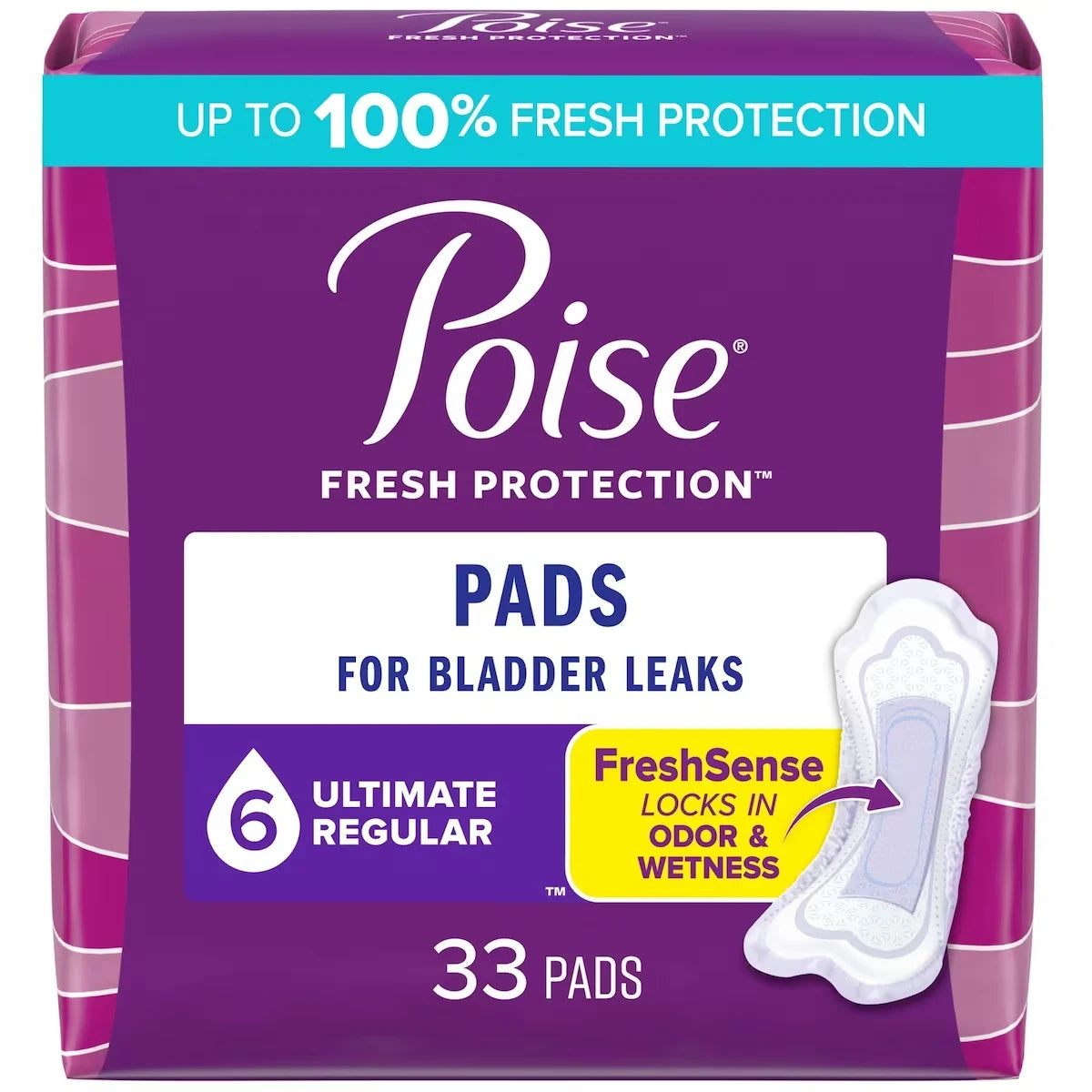 Poise Incontinence Pads, Ultimate Absorbency, Regular front package