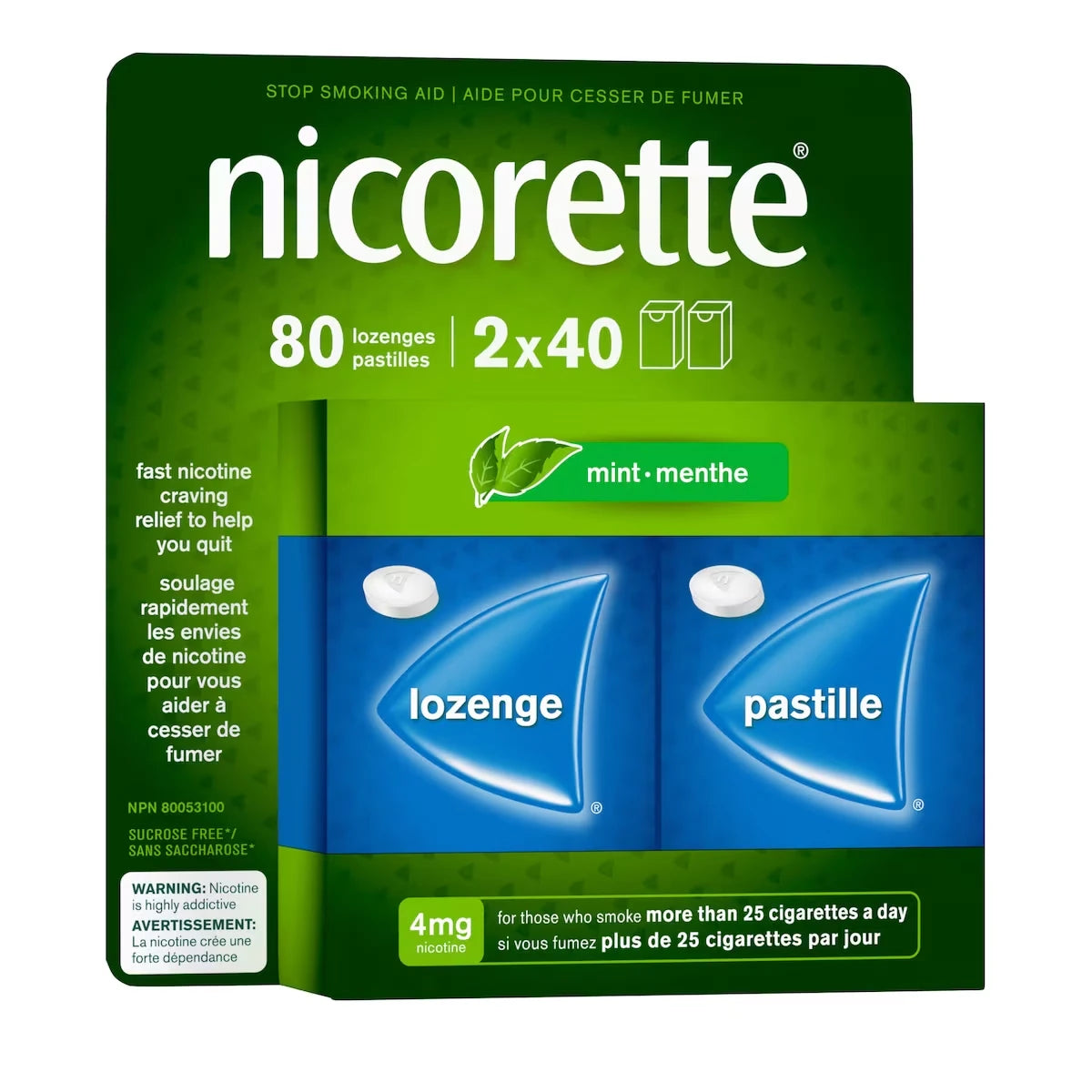 Nicorette Nicotine Lozenges, 4mg, Mint, 80 Count product detail