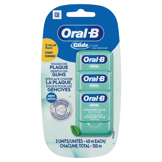 Oral B Oral-B Glide Pro-Health Comfort Plus Dental Floss, Extra Soft, Value 3 Pack (40m Each) product package