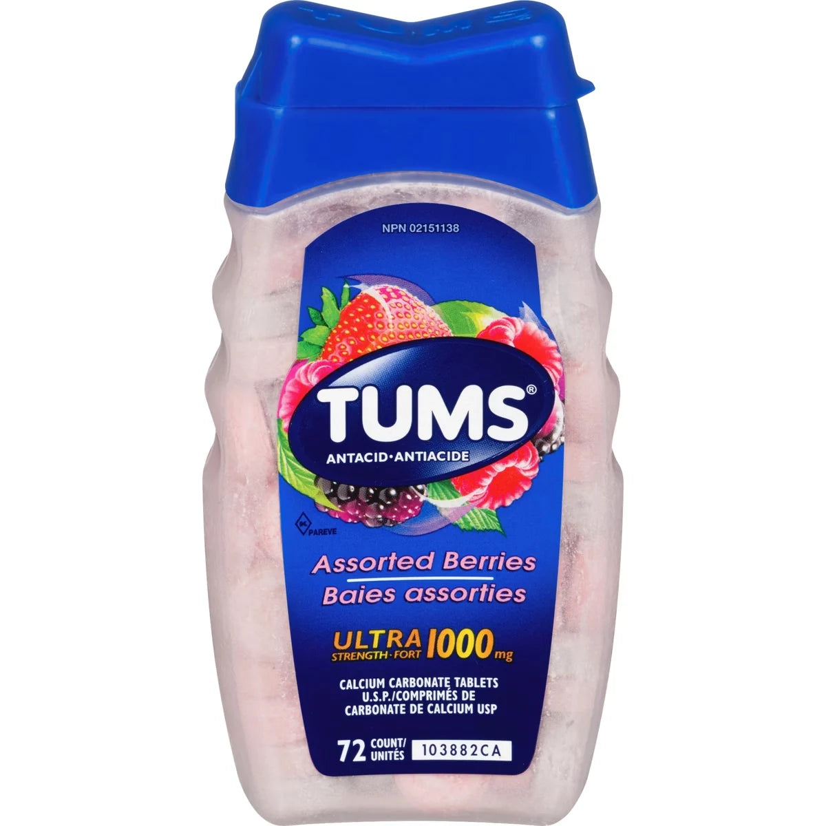 Tums Ultra Assorted Berry 72 count front package