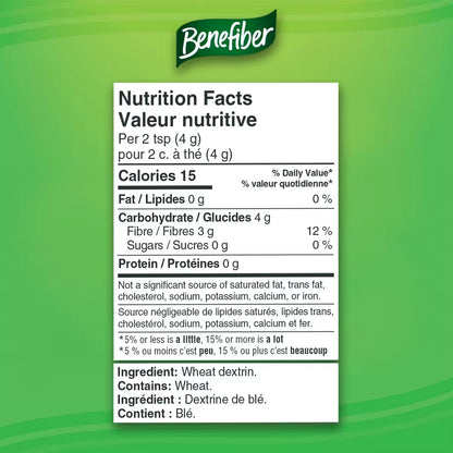 Benefiber Prebiotic Dietary Fibre Powder, Unflavoured, Daily Fibre, 500 g product detail
