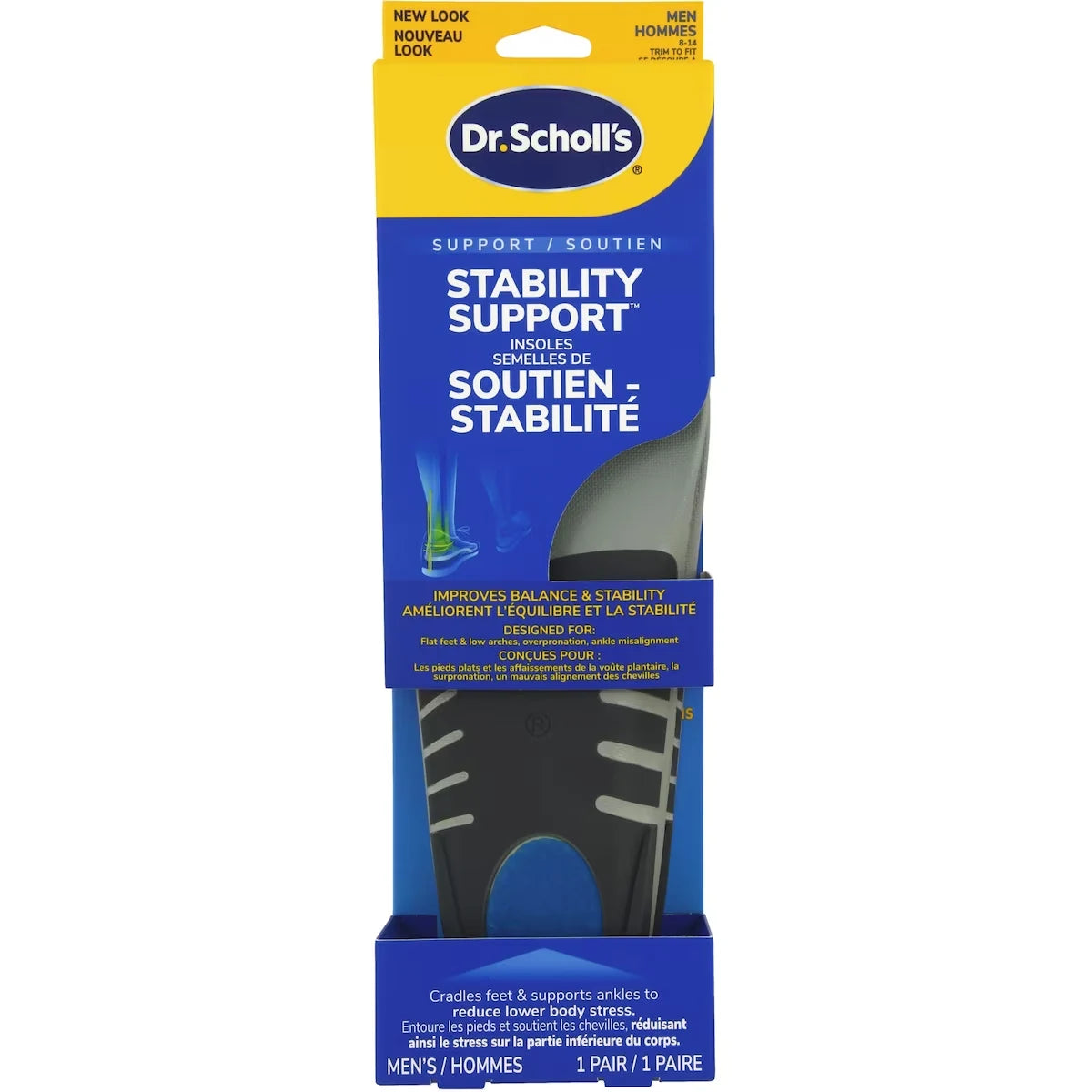 Dr. Scholl's Stability Support Insoles, Men, Size 8-14 front package