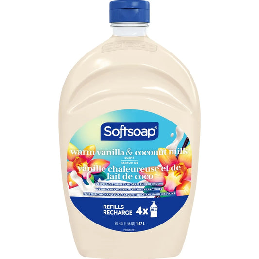 Softsoap Warm Vanilla & Coconut Milk Liquid Hand Soap Refill, 1.47 L front package