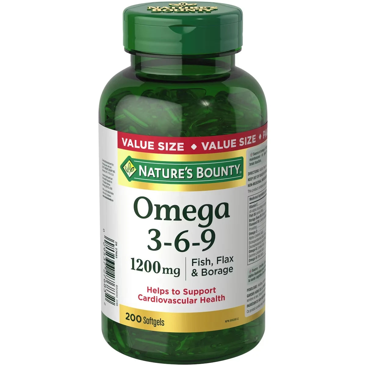 Natures Bounty Omega 3 6 9 Fish Oil Softgels, Helps Support Cognitive Health and Brain Function, 1200mg front package
