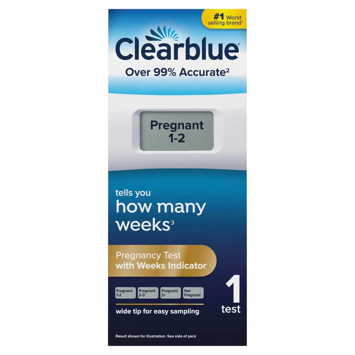 Clearblue Pregnancy Test with Weeks Indicator, Value Pack, 1 Count front package