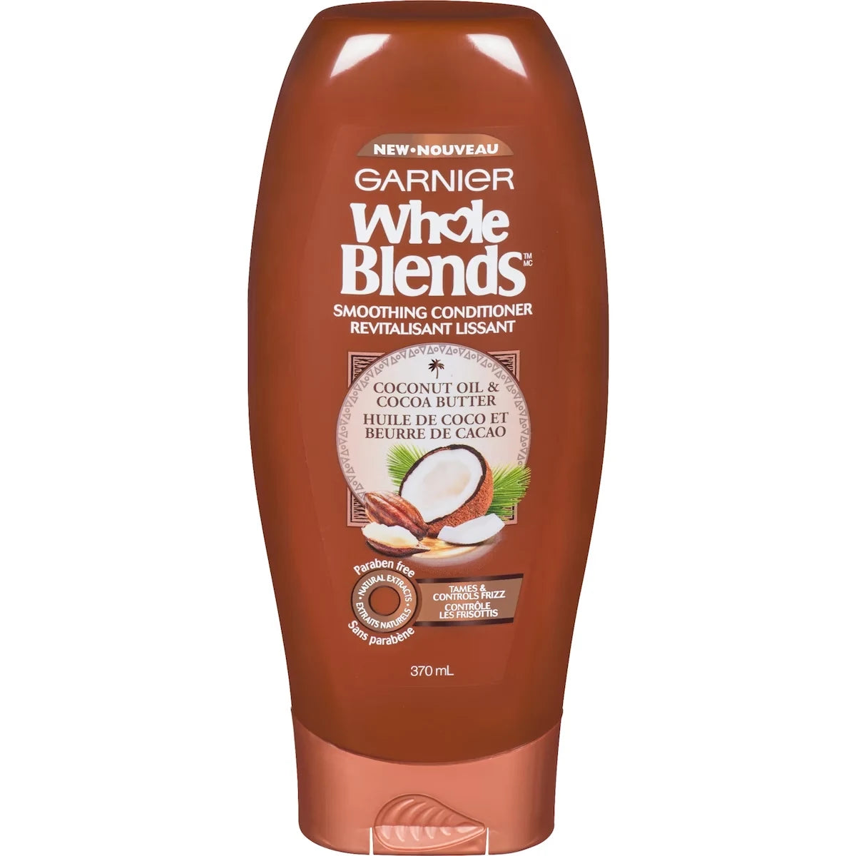 Garnier Whole Blends Conditioner, For Frizzy Hair, Coconut Oil & Cocoa Butter front package