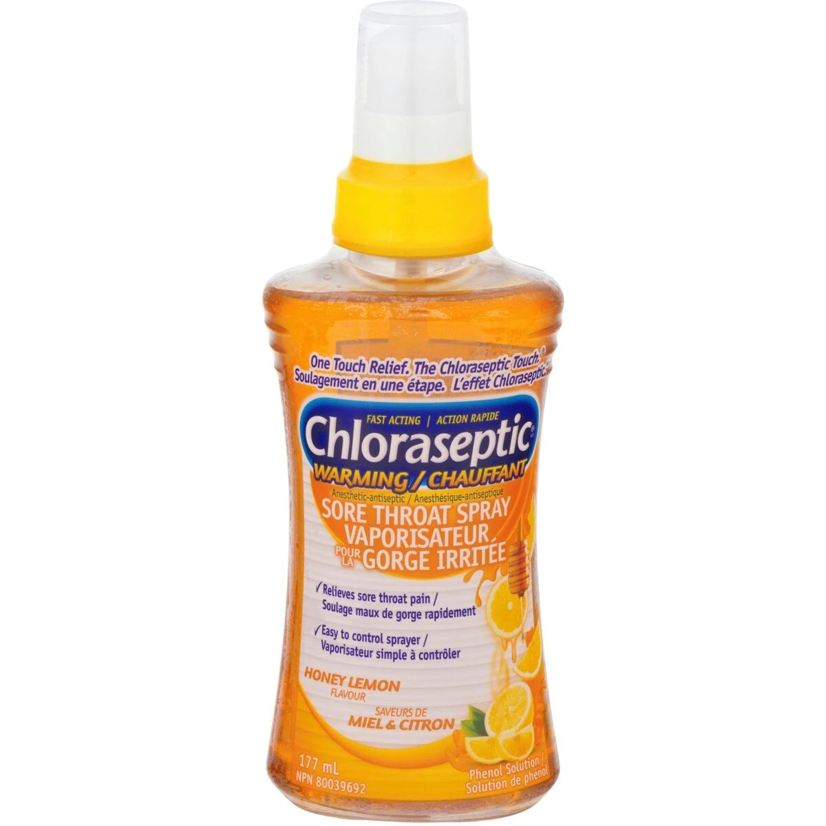 Chloraseptic Warming Sore Throat Spray Honey Lemon front package