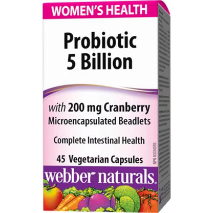 Webber Probiotic 5 Billion with 200 mg Cranberry front package