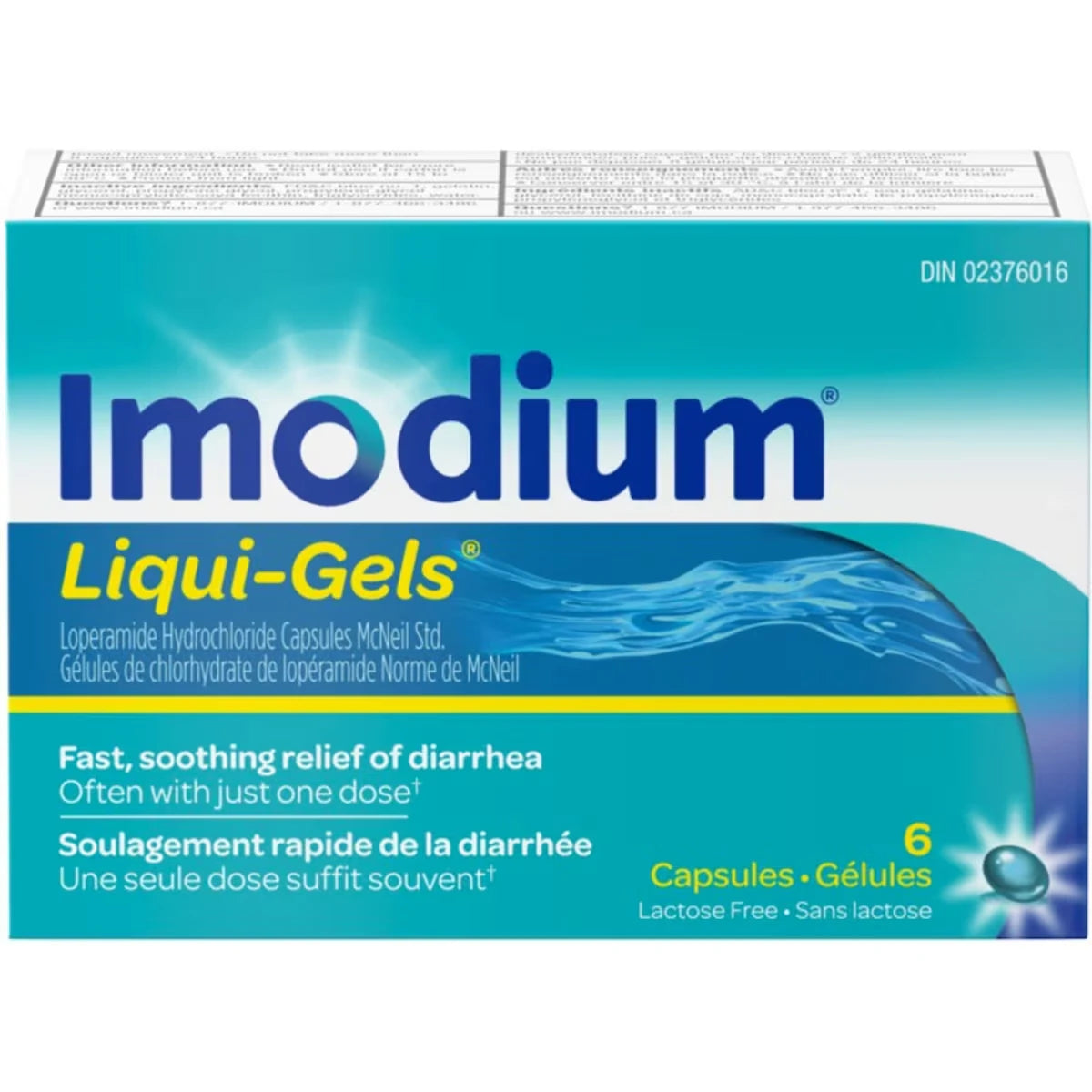 Imodium Diarrhea Relief, Liqui-Gels, 6 Count front package