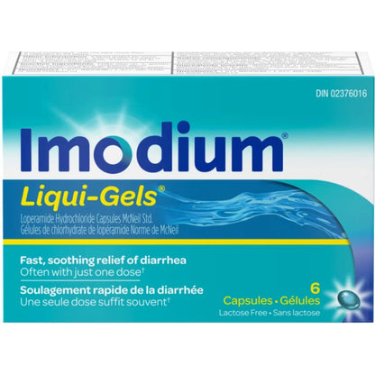 Imodium Diarrhea Relief, Liqui-Gels, 6 Count front package