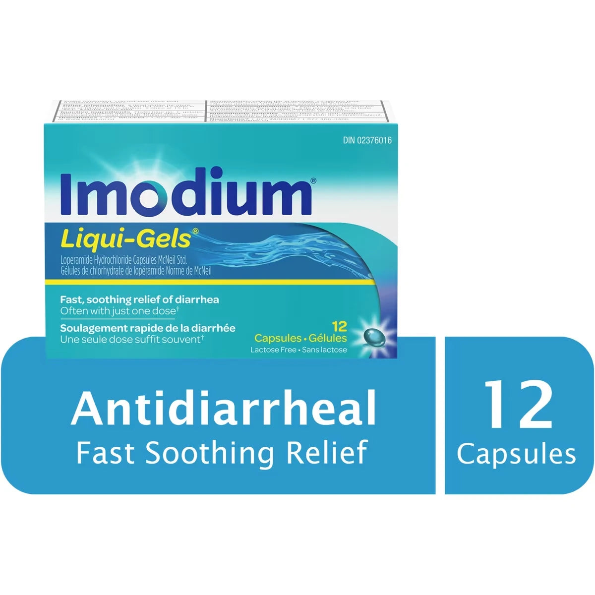 Imodium Liquid Gels 12s front package