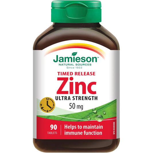 Jamieson Zinc 50 mg Timed Release front package