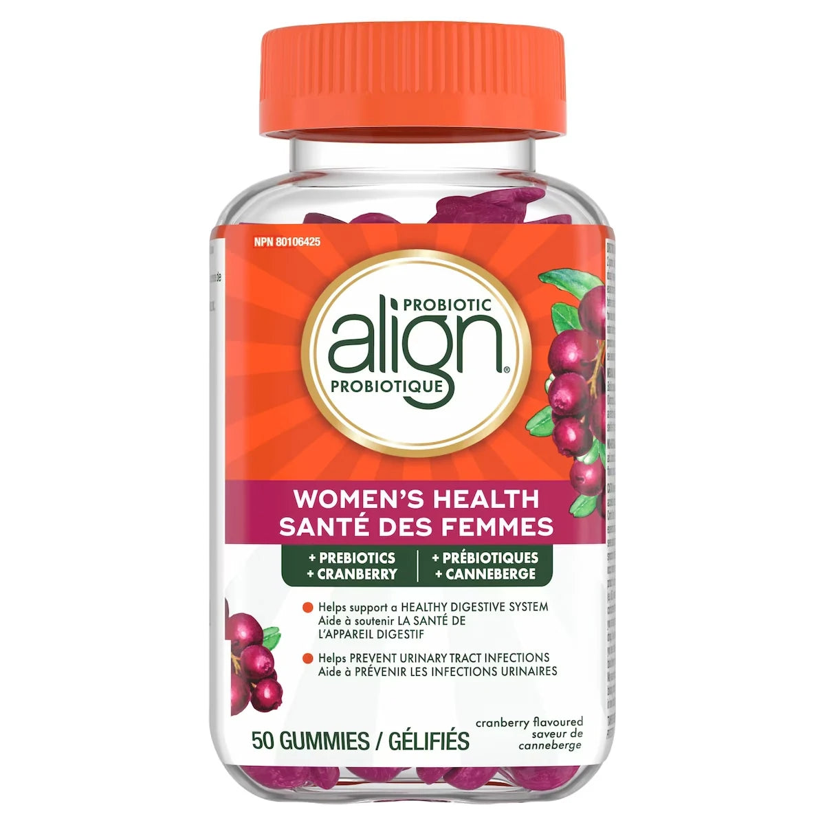 Align Women's Health Prebiotic + Probiotic Gummies, 50 Count front package