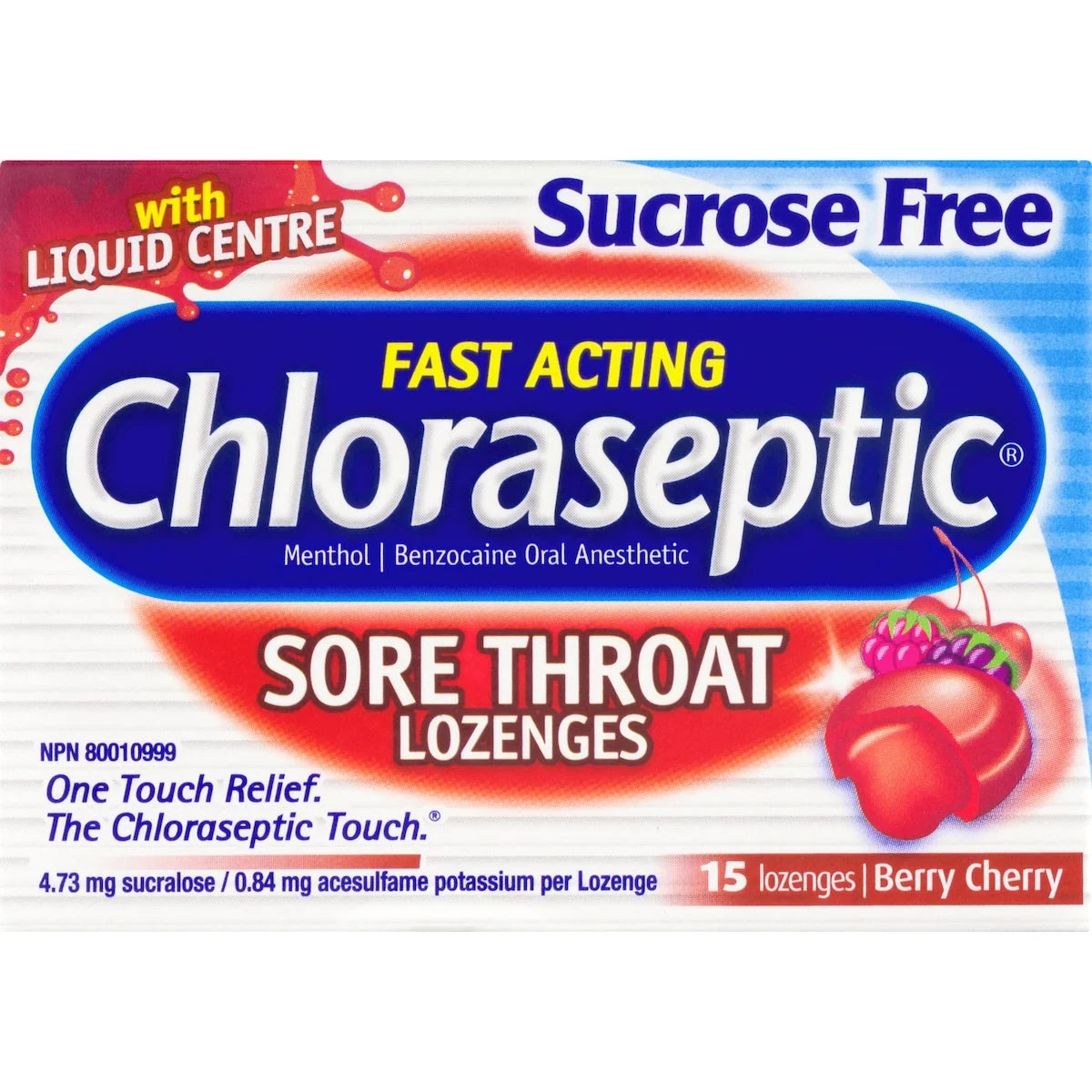 Chloraseptic Sore Throat Lozenges Sucrose Free Berry Cherry front package