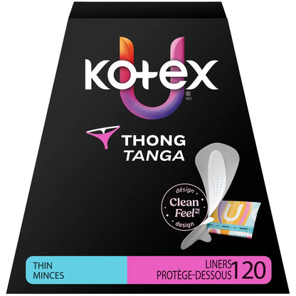 Kotex Daily Thong Liners, Wrapped, Light Absorbency, Regular Length front package