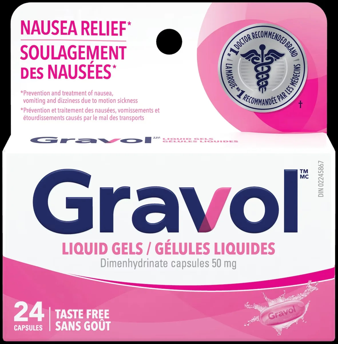 Gravol Liquid Gel Capsules front package