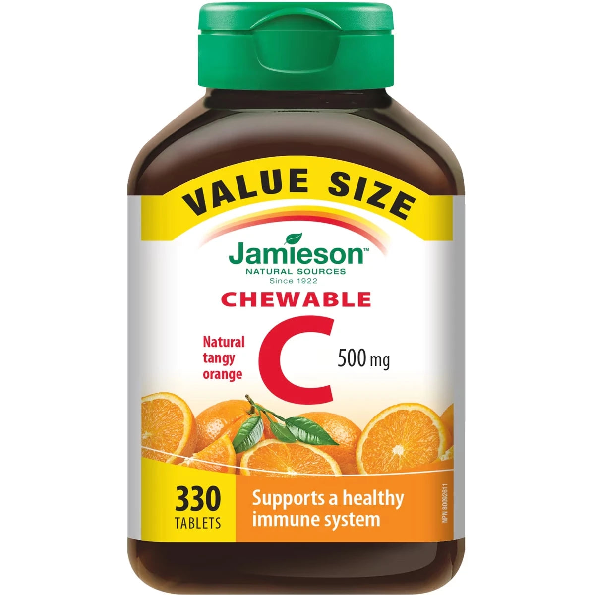 Jamieson Chewable Vitamin C 500 mg - Tangy Orange Value Pack front package
