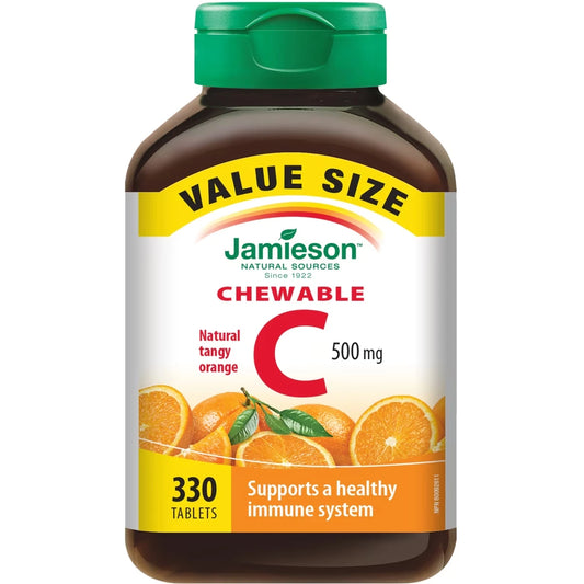Jamieson Chewable Vitamin C 500 mg - Tangy Orange Value Pack front package
